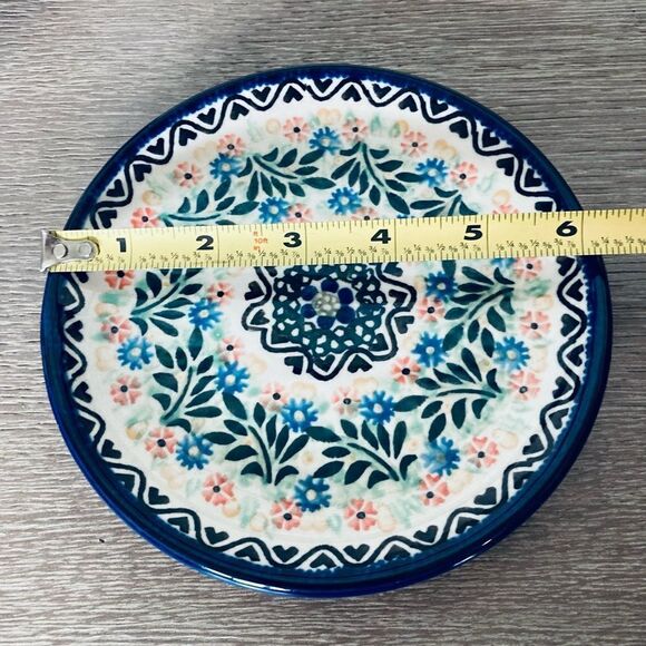 Boleslawiec Unikat Polish Pottery Ceramic Lidded Jar & Saucer Set - Picture 8 of 9